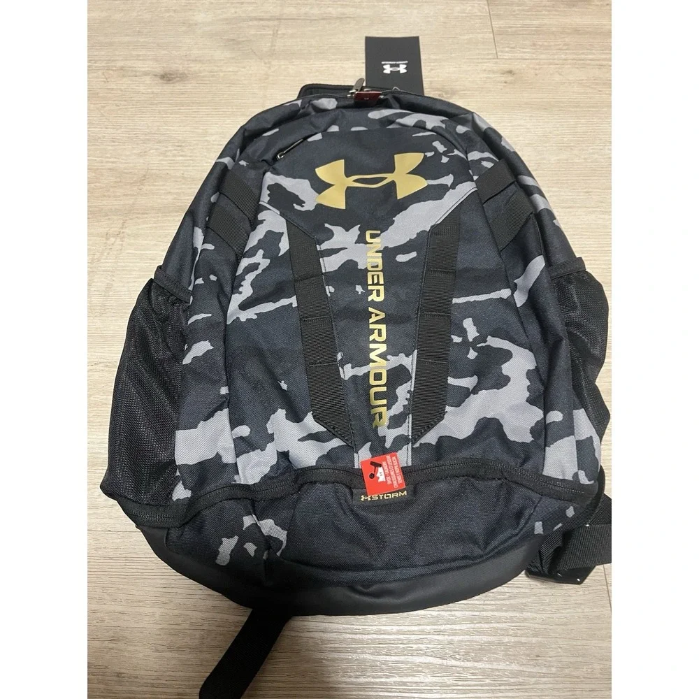Under Armour UA Hustle 5.0‎ Backpack Camo Black/Metallic Gold NWT 1361176 007